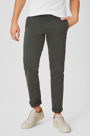 Mężczyźni - Spodnie chino - Slim Fit - bawełna bio - ciemnozielony