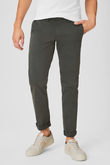 Hombre - Chinos - Slim Fit - Algodón orgánico - verde oscuro