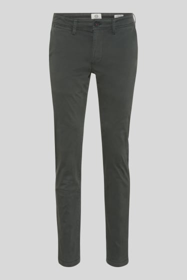 Mężczyźni - Spodnie chino - Slim Fit - bawełna bio - ciemnozielony