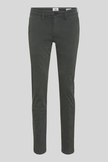 Hombre - Chinos - Slim Fit - Algodón orgánico - verde oscuro