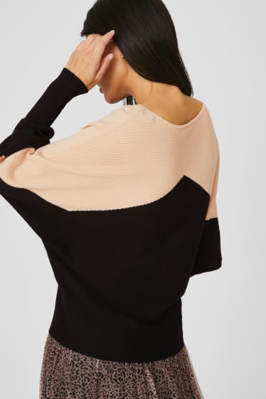 Damen - Pullover - schwarz / beige
