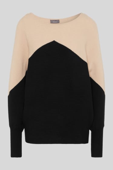 Damen - Pullover - schwarz / beige