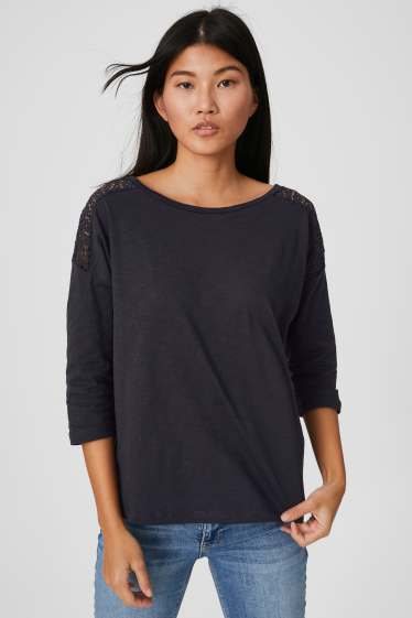 Dames - Longsleeve - donkerblauw