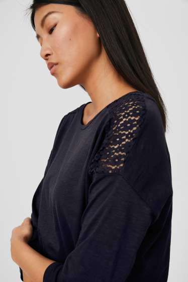 Dames - Longsleeve - donkerblauw
