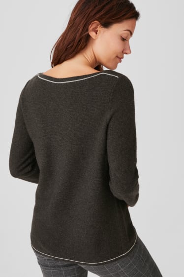 Femmes - Pull - finition brillante - gris anthracite