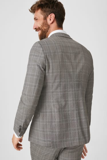 Men - Mix-and-match wool jacket - regular fit - check - gray / black