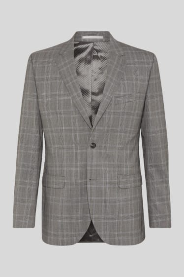 Uomo - Giacca di lana coordinabile - Regular Fit - a quadretti - grigio / nero