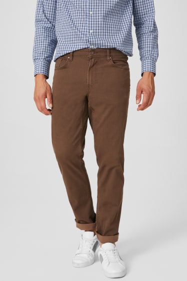 Hommes - Pantalon - slim fit - marron foncé