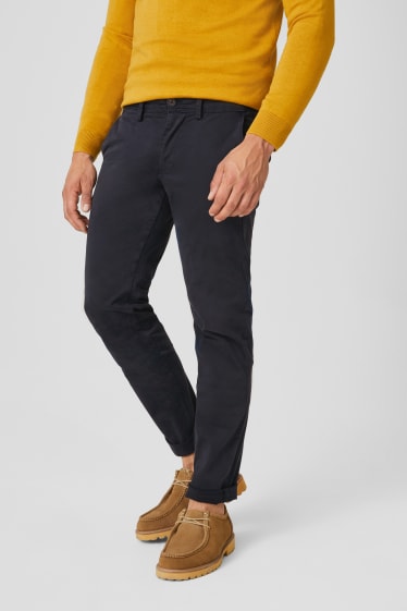 Men - Chinos - slim fit - organic cotton - dark blue