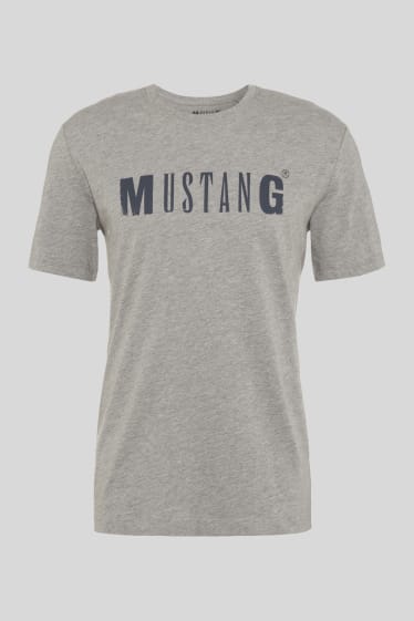 Mężczyźni - MUSTANG - T-shirt - szary-melanż
