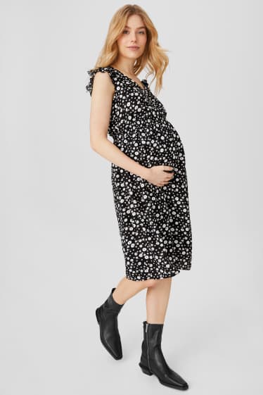 Women - Maternity dress - black / white