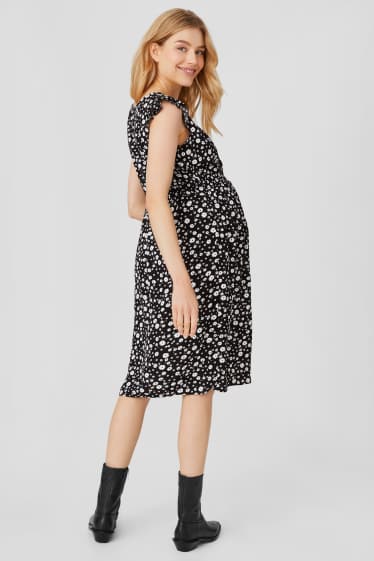 Women - Maternity dress - black / white