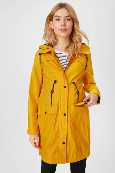 Women - Maternity rain jacket - with baby pouch - yellow
