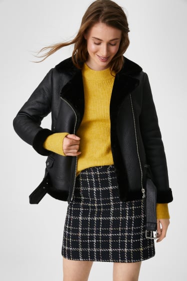 Women - Skirt - check - black
