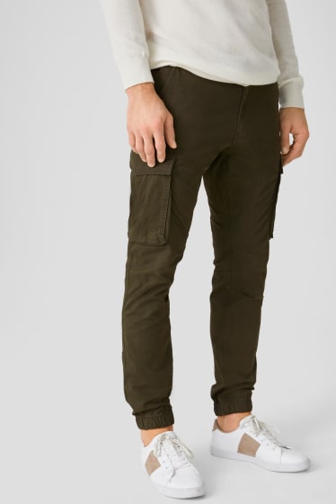 Heren - Cargobroek - Tapered Fit - jeansgroen