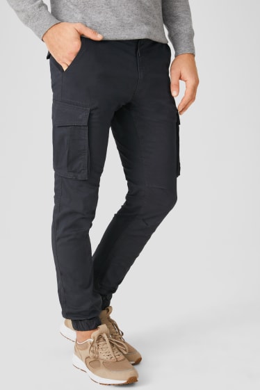 Hommes - Pantalon cargo - jambes fuselées - gris anthracite