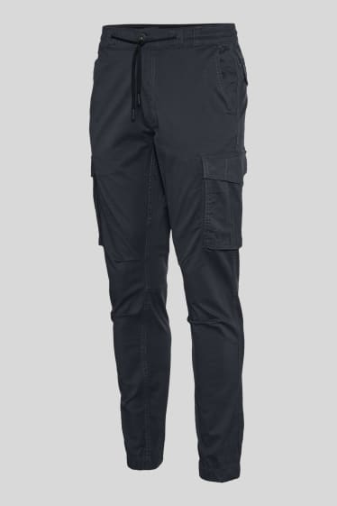 Pánské - Cargo kalhoty - Tapered Fit - antracitová