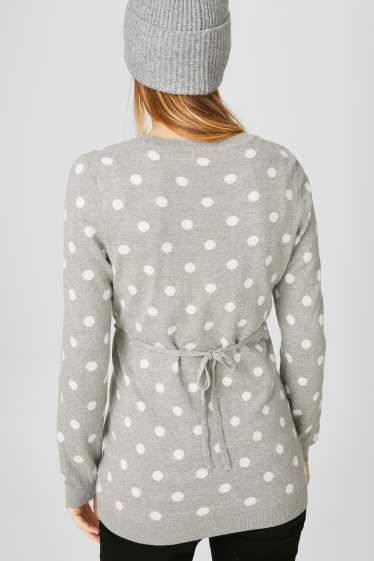 Women - Maternity jumper - polka dot - light gray
