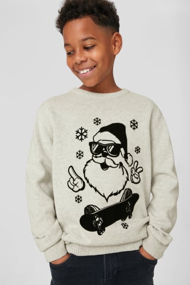 Children - Christmas jumper - white-melange