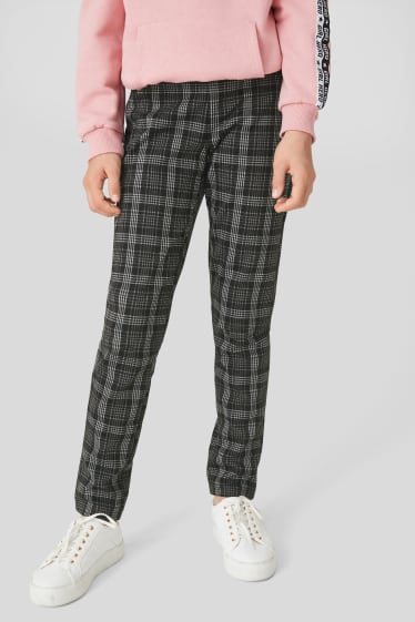 Kinder Mädchen - Leggings - kariert - schwarz / grau