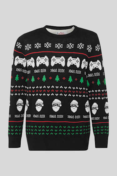 Children Boys - Christmas jumper - black / white