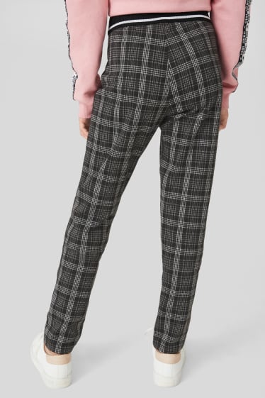 Kinder Mädchen - Leggings - kariert - schwarz / grau