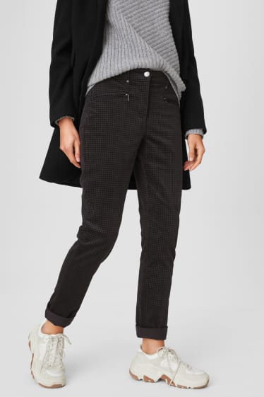 Femmes - Pantalon en velours côtelé - à carreaux - gris anthracite