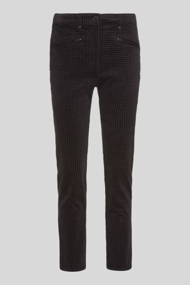 Women - Corduroy trousers - check - anthracite