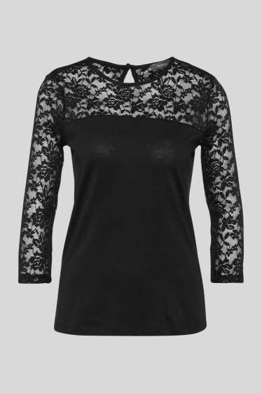 Damen - Langarmshirt - schwarz