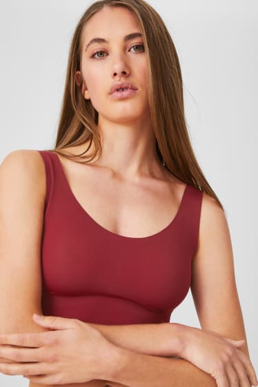 Women - Crop top - padded - seamless - red