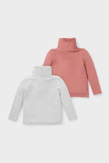 Enfants - Lot de 2 - sous-pull à col roulé - rose foncé