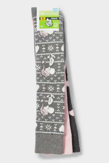 Women - Multipack of 3 - knee-high socks - Snoopy - light gray-melange