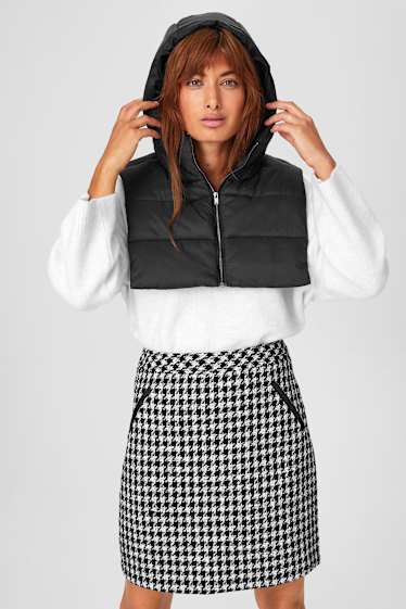 Dames - Rok - geruit - zwart / wit