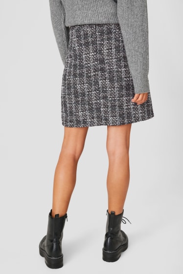 Women - Skirt - check - gray-melange