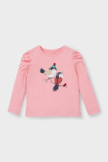 Kinder - Langarmshirt - Glanz-Effekt - rosa