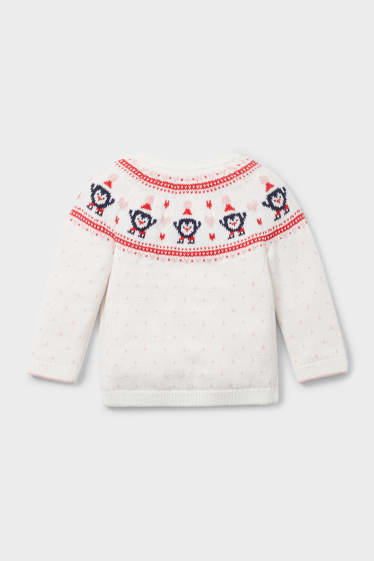Babys - Baby-Weihnachtspullover - weiß / rosa