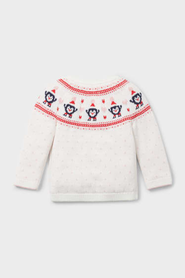 Baby Mädchen - Baby-Weihnachtspullover - weiß / rosa