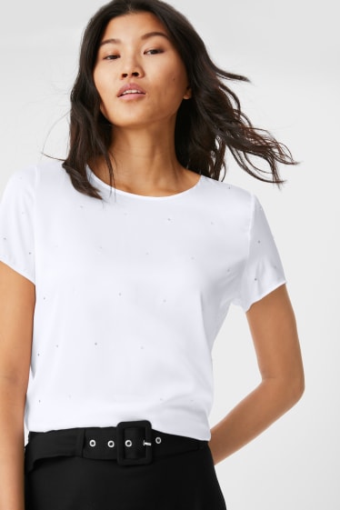 Damen - T-Shirt - Glanz-Effekt - weiß