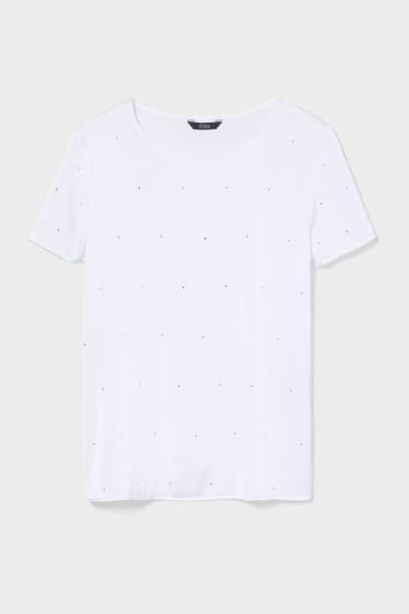 Kobiety - T-shirt - efekt połysku - biały