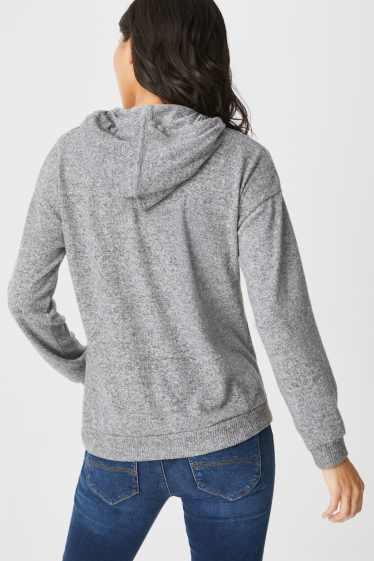 Damen - Kapuzenpullover - hellgrau-melange