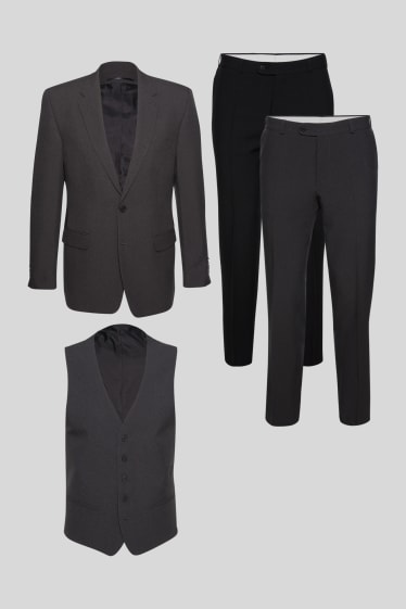 Men - Suit with two pairs of trousers - regular fit - 4 piece - graphite