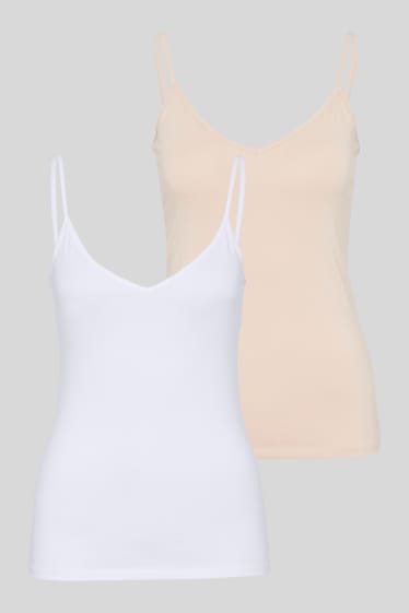Donna - Confezione da 2 - top basic - bianco / rosa