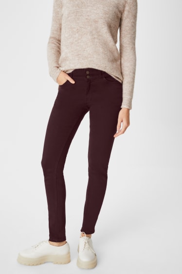 Dames - Skinny jeans - shaping jeans - donkerrood