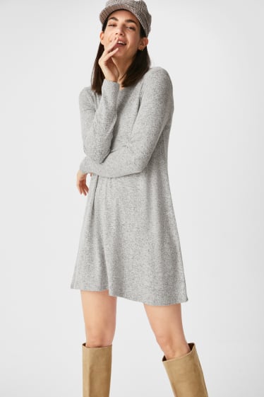 Donna - Abito in maglia basic - grigio chiaro melange