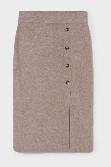 Women - Knitted skirt - light brown