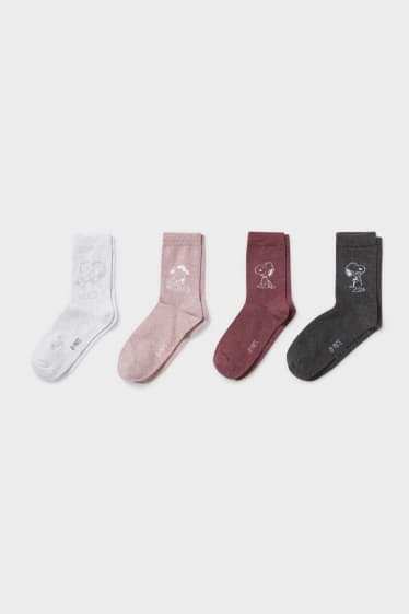 Women - Multipack of 4 - socks - Peanuts - light gray