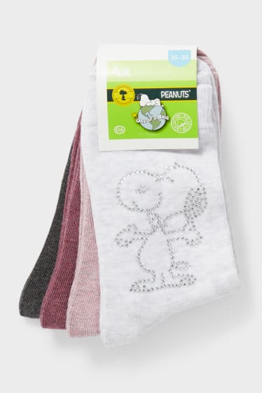 Women - Multipack of 4 - socks - Peanuts - light gray