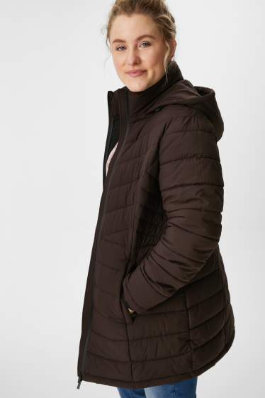 Women - Quilted coat - brown-melange