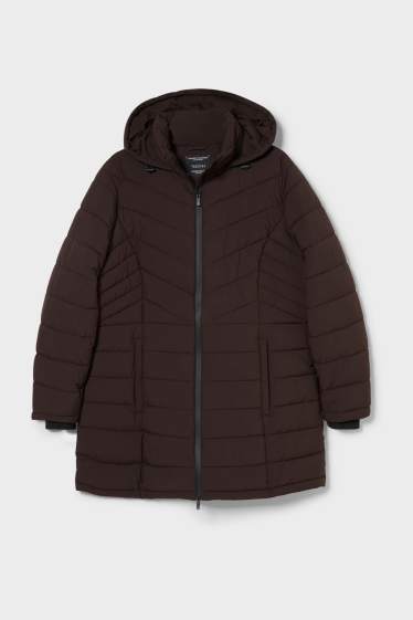 Women - Quilted coat - brown-melange