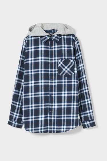 Children - Shirt - 2-in-1 look - check - dark blue / white